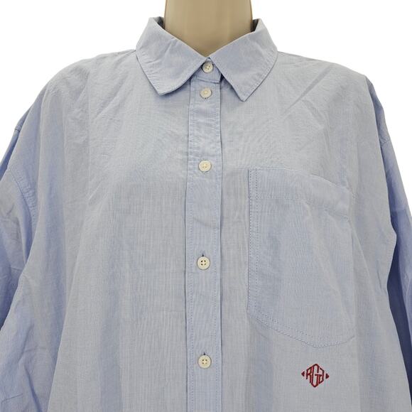 J. Crew Womans size M Etienne Oversized LS Button Up Shirt Blue  BY733 NEW - Picture 2 of 9